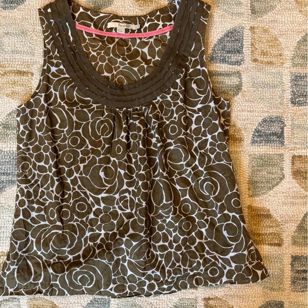 Floral Boden Tank Top Olive Green Lightweight Cotton Boho Artsy Summer Style